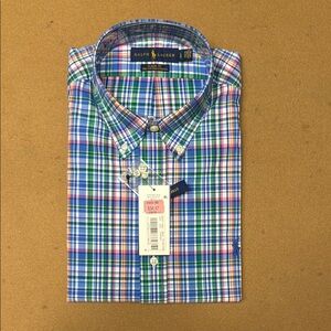 Ralph Lauren Blue and Green Casual Button Down Shirt